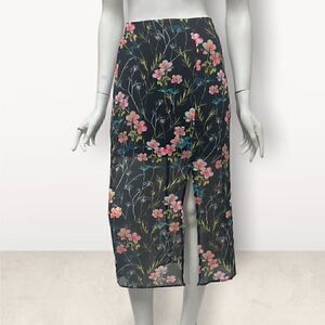 Express Black Floral Semi Sheer Over Mini Skirt